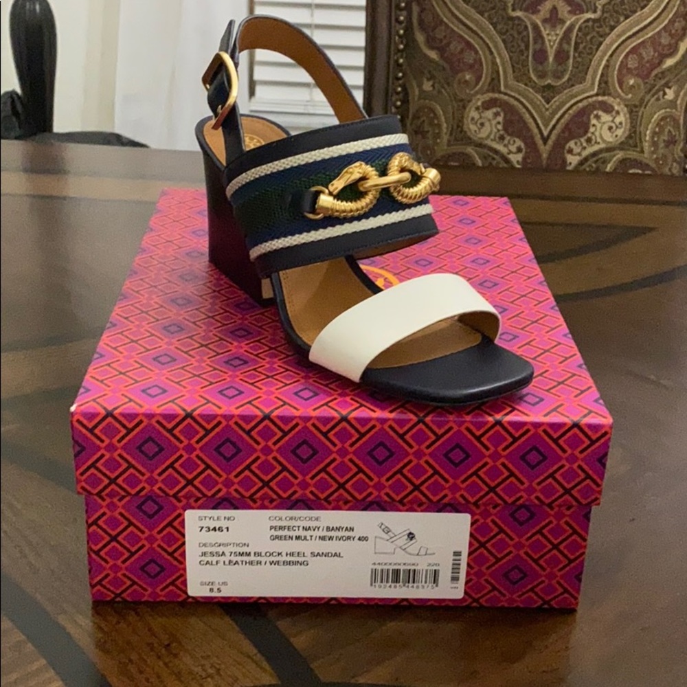 NEW TORY BURCH JESSA 75MM Block Heel Sandals #8.5 - Picture 6 of 12